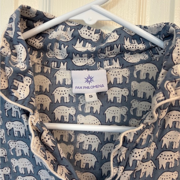 Pax Philomenia Blue Éléphant Nightgown in Women’s Small 100% Cotton Voile - Picture 5 of 10